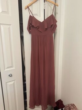 JB Mauve Chiffon Flutter Sleeve Maxi Bridesmaid Dress Size 4